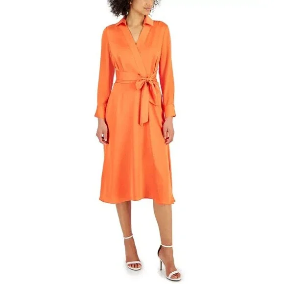 tahari orange dress Tahari Asl Women's Ombre Pleated Midi Dress - Multi